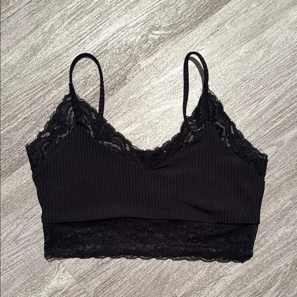 Beach Riot Black Lace Trim Bralette